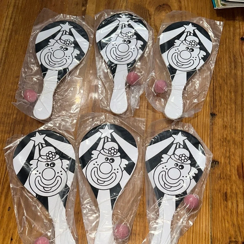 NEW Oriental Trading Company 11 Black and White Party Paddle Ball Set